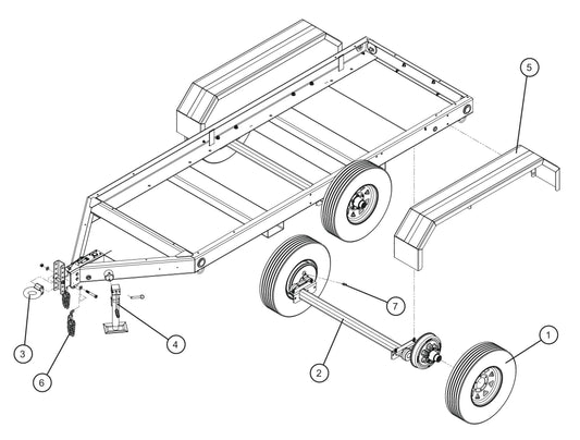 Trailer Axle,Jack and Coupler Assembly Parts for MAXI-POWER 150 (T3) (27-000001 TO 27-000099) by Allmand