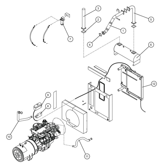 Engine Cooling and Exhaust Group Assembly Parts for MAXI-POWER 150 (T3) (27-000001 TO 27-000099) by Allmand