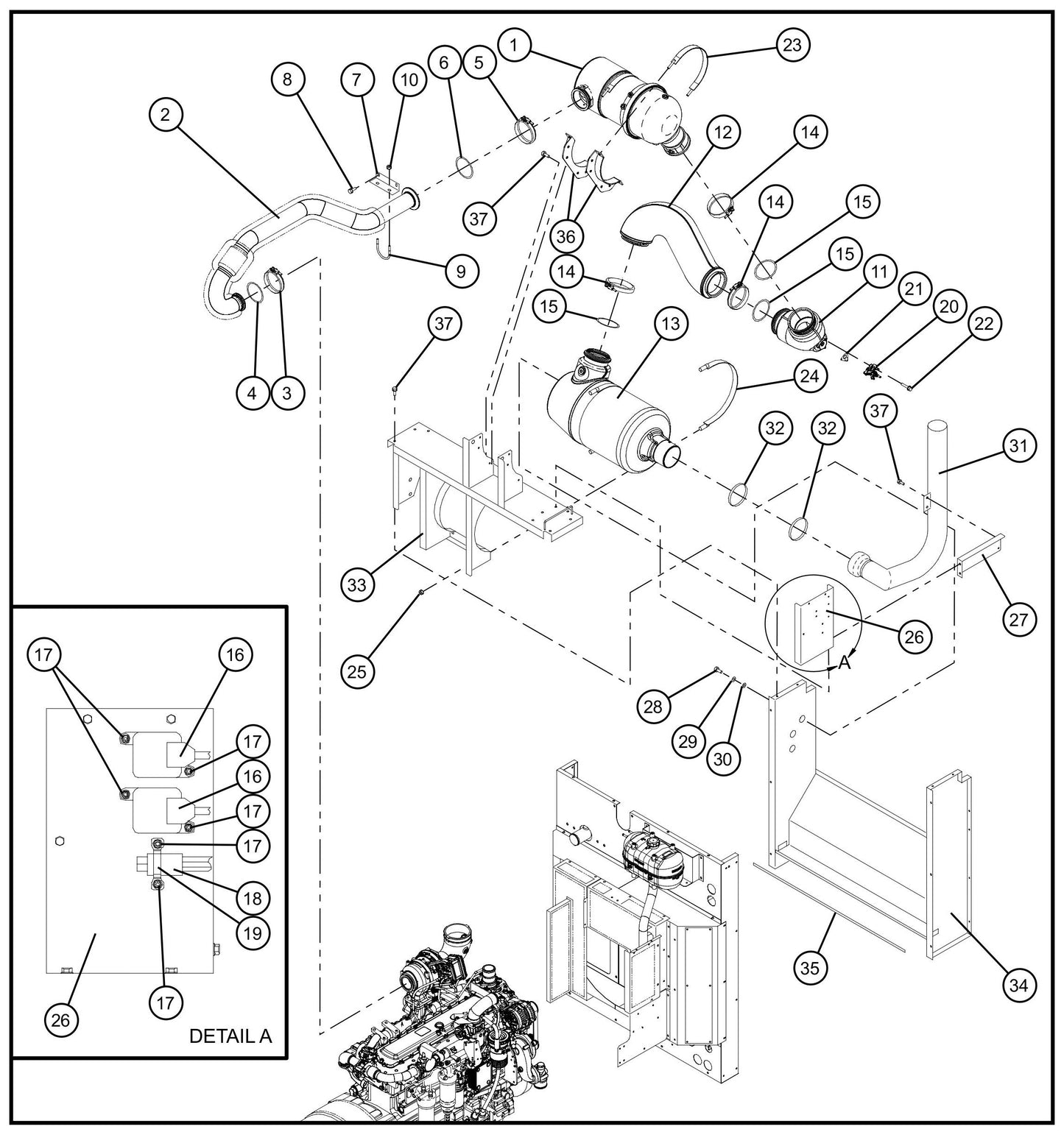 Engine Exhaust Group Assembly Parts for MAXI-POWER 150 (T4F) by Allmand