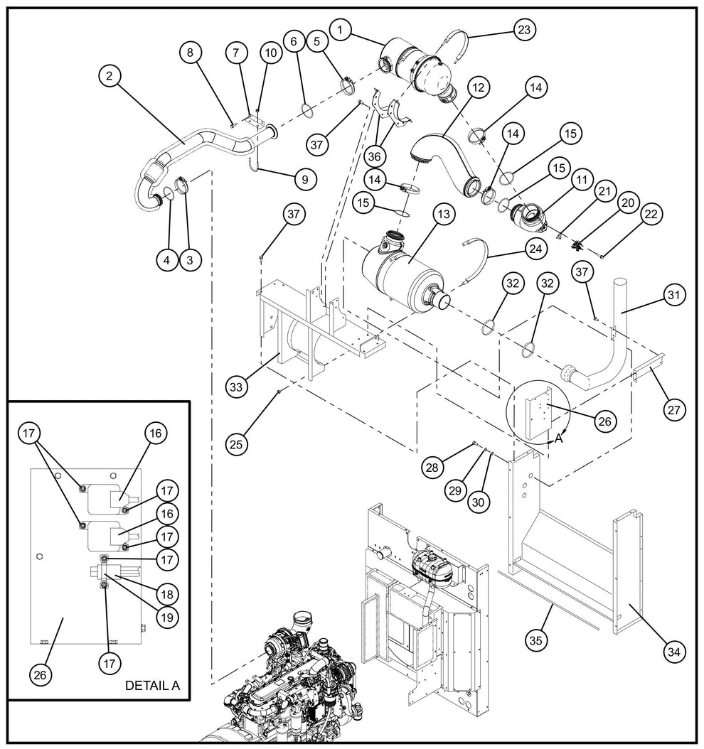Engine Exhaust Group Assembly Parts for MAXI-POWER 150 (T4F) by Allmand