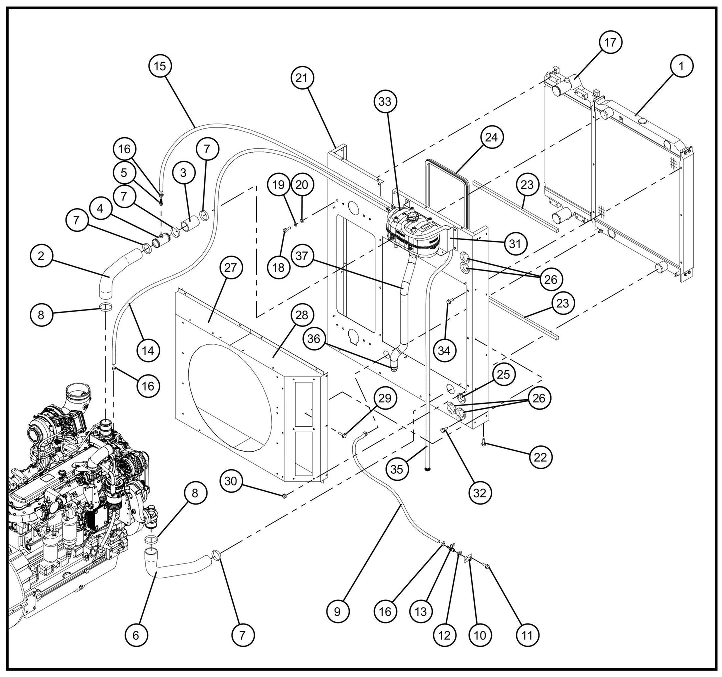 Engine Cooling Group Assembly Parts for MAXI-POWER 150 (T4F) by Allmand