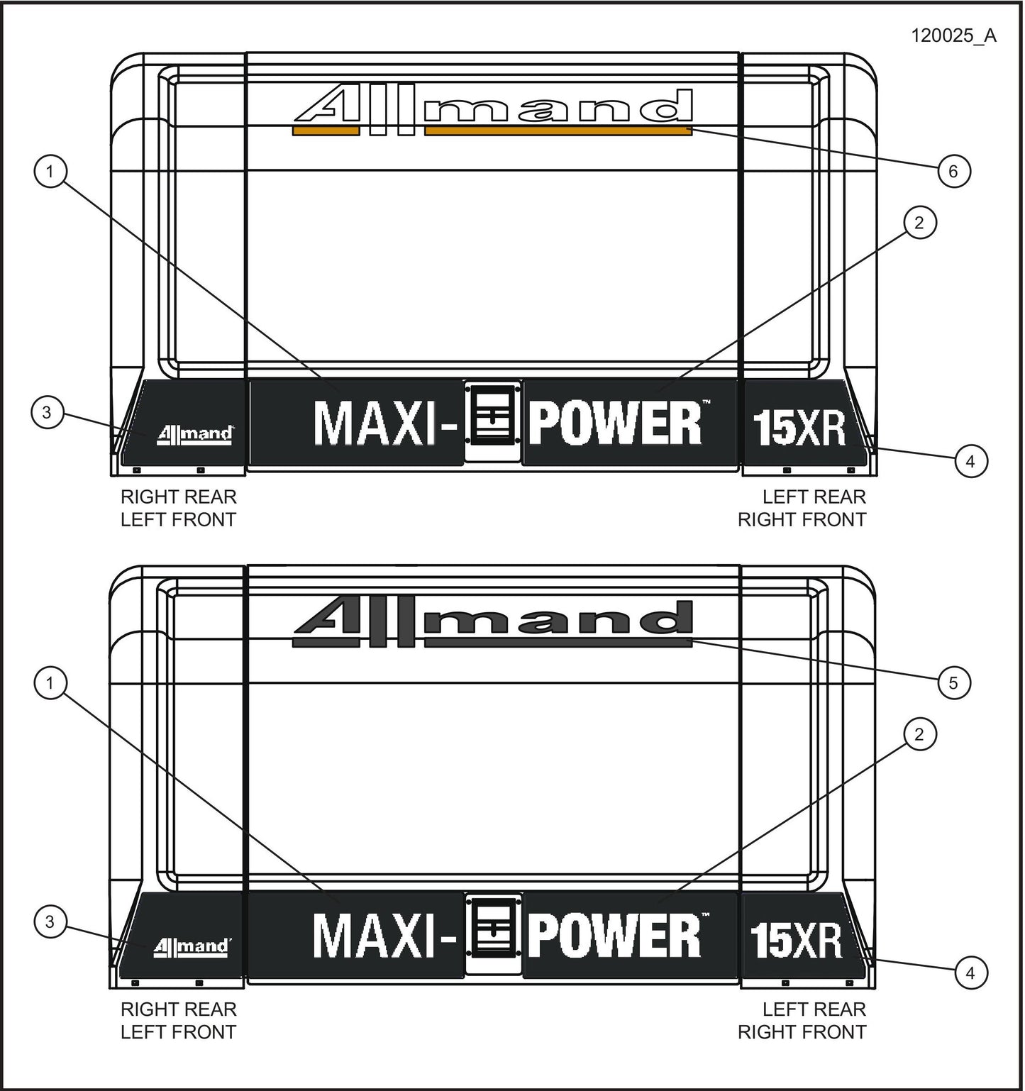 Door Branding Decals Assembly Parts for MAXI-POWER 15XR (MP15XR) (44-000001 TO 44-999999) by Allmand