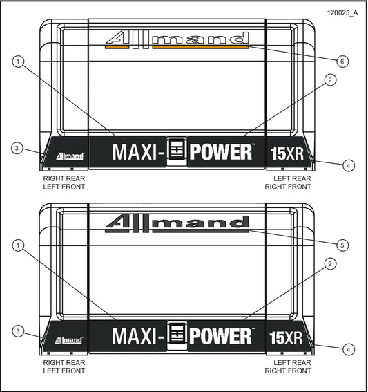 Door Branding Decals Assembly Parts for MAXI-POWER 15XR (MP15XR) (44-000001 TO 44-999999) by Allmand