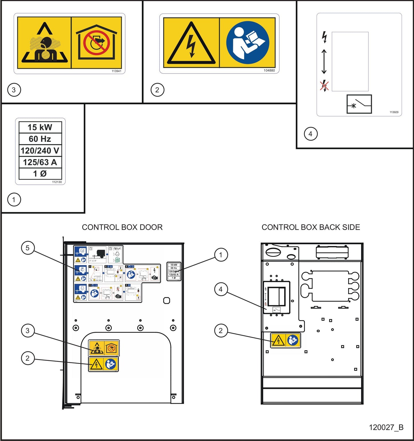 International Wordless Safety Decals (4 of 4) Assembly Parts for MAXI-POWER 15XR (MP15XR) (44-000001 TO 44-999999) by Allmand
