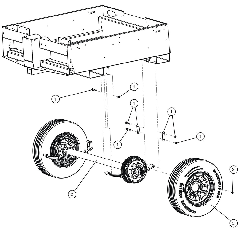 Axle and Wheels Assembly Parts for MAXI-POWER 15XR (MP15XR) (44-000001 TO 44-999999) by Allmand