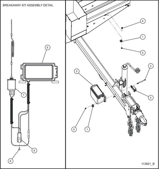 Breakaway Kit Assembly Parts for MAXI-POWER 15XR (MP15XR) (44-000001 TO 44-999999) by Allmand