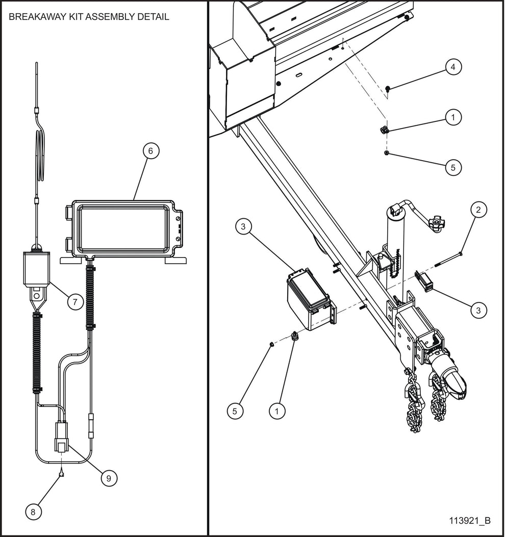 Breakaway Kit Assembly Parts for MAXI-POWER 15XR (MP15XR) (44-000001 TO 44-999999) by Allmand