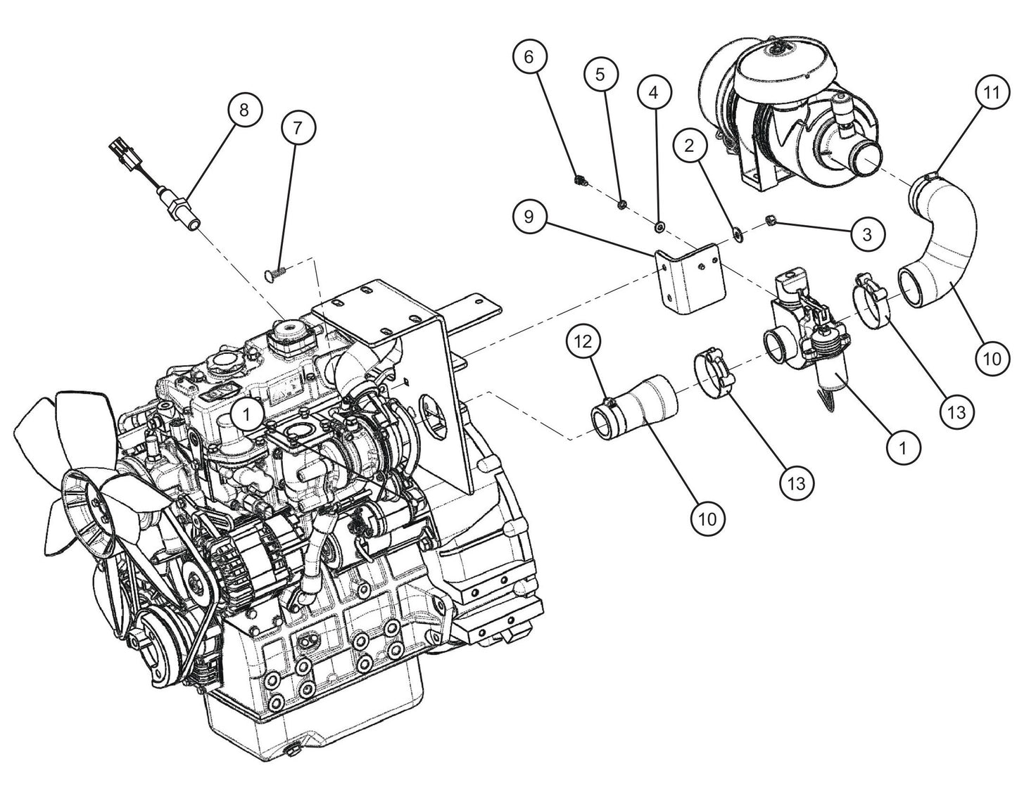 CAT C1.5 Turbo Engine Shocker Group (1 of 2) Assembly Parts for MAXI-POWER 15XR (MP15XR) (44-000001 TO 44-999999) by Allmand