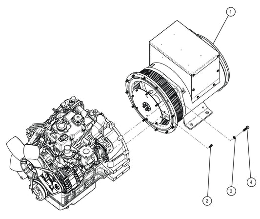 15kW 1PH Marathon Generator Assembly Parts for MAXI-POWER 15XR (MP15XR) (44-000001 TO 44-999999) by Allmand
