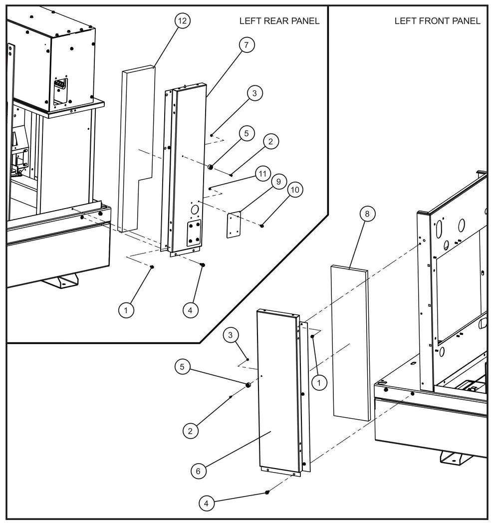 Left Side Panels Assembly Parts for MAXI-POWER 25 (48-000001 and UP) by Allmand