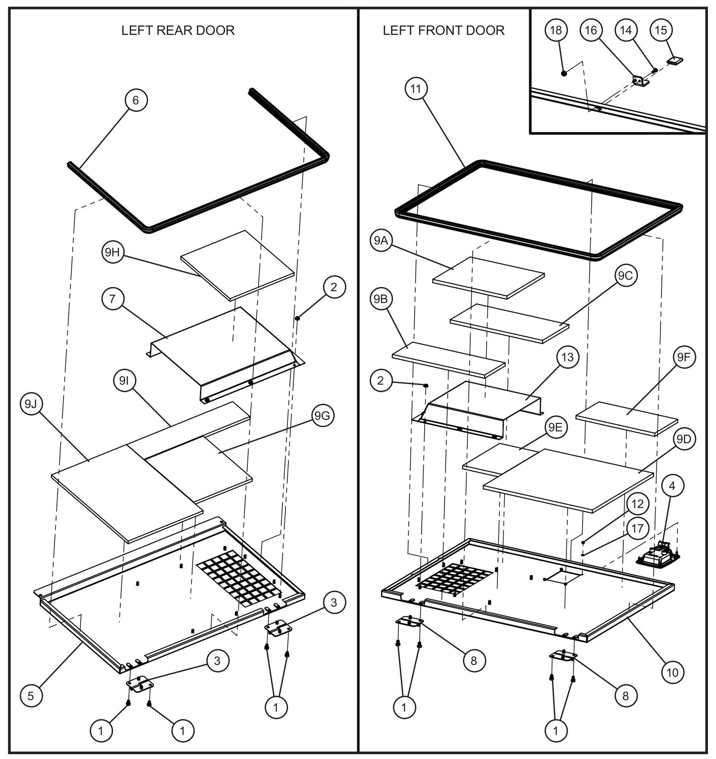 Left Side Doors Assembly Parts for MAXI-POWER 25 (48-000001 and UP) by Allmand