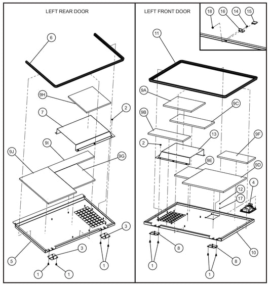 Left Side Doors Assembly Parts for MAXI-POWER 25 (48-000001 and UP) by Allmand