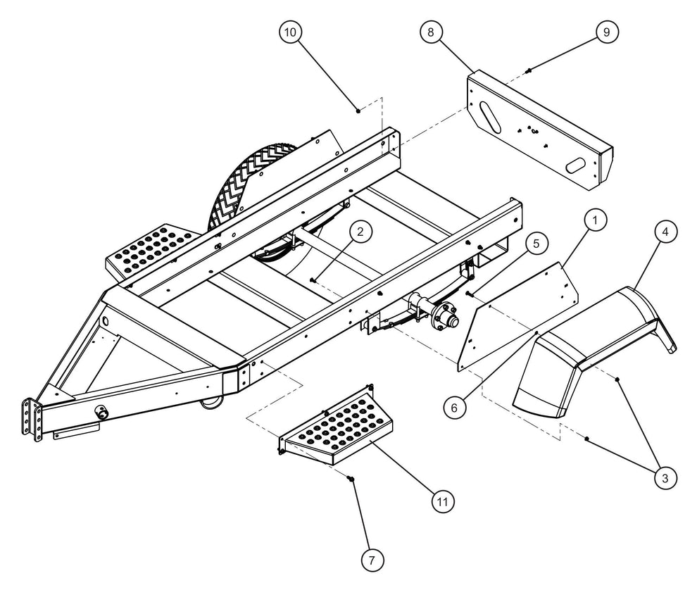 Fenders,Step Plates and Rear Bumper Assembly Parts for MAXI-POWER 25 (48-000001 and UP) by Allmand