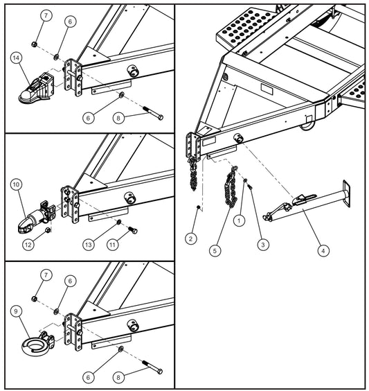 Tongue Jack and Coupler Options Assembly Parts for MAXI-POWER 25 (48-000001 and UP) by Allmand