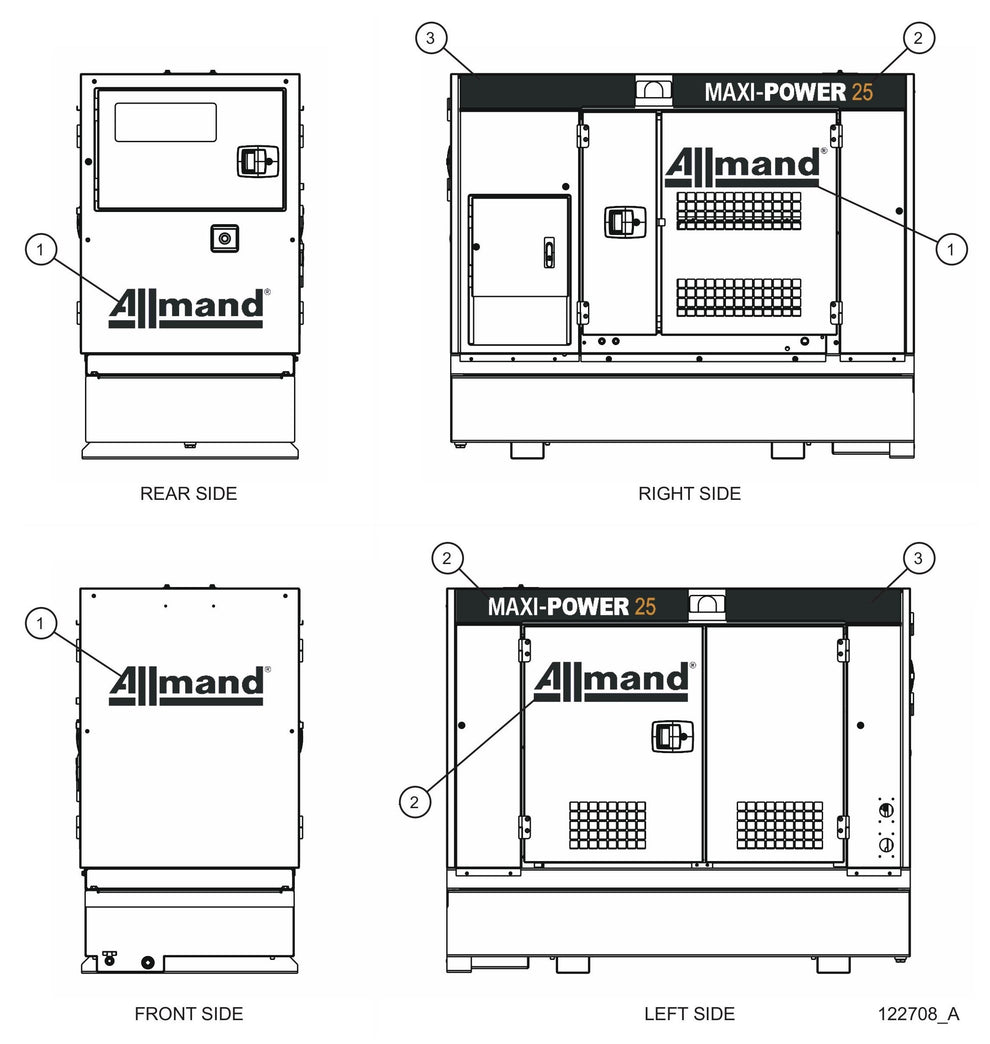 Branding Decals Assembly Parts for MAXI-POWER 25 (48-000001 and UP) by Allmand