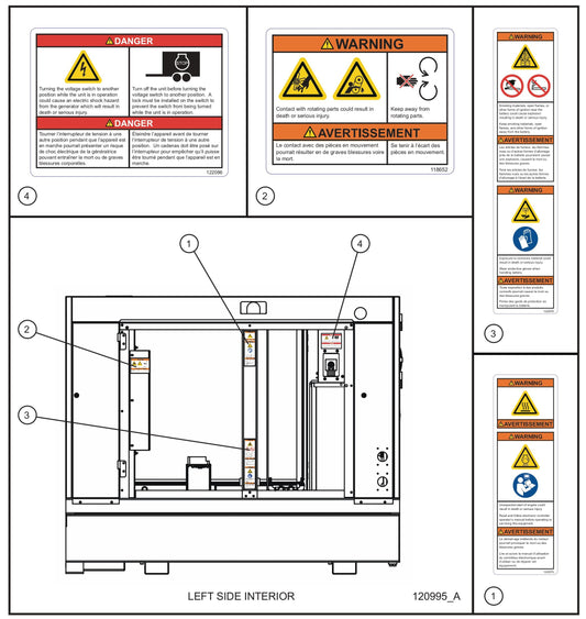 Left Side Interior Safety Decals Assembly Parts for MAXI-POWER 25 (48-000001 and UP) by Allmand