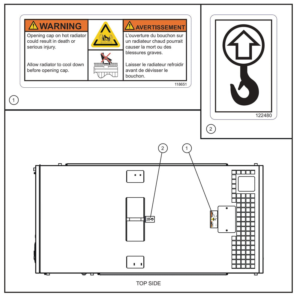 Top Side Safety Decals Assembly Parts for MAXI-POWER 25 (48-000001 and UP) by Allmand