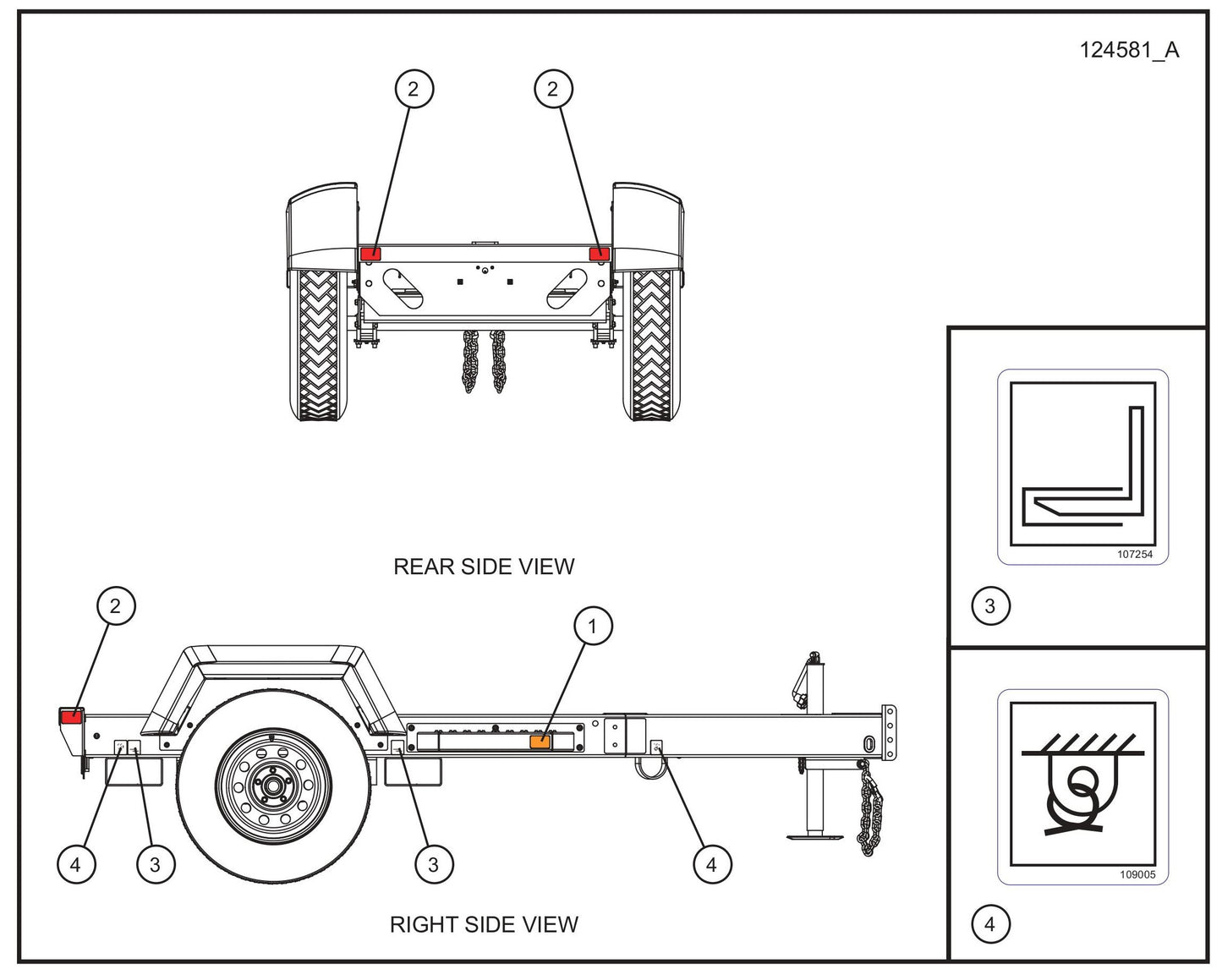 Trailer Decals (2 of 2) Assembly Parts for MAXI-POWER 25 (48-000001 and UP) by Allmand