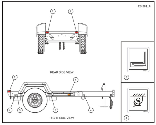 Trailer Decals (2 of 2) Assembly Parts for MAXI-POWER 25 (48-000001 and UP) by Allmand