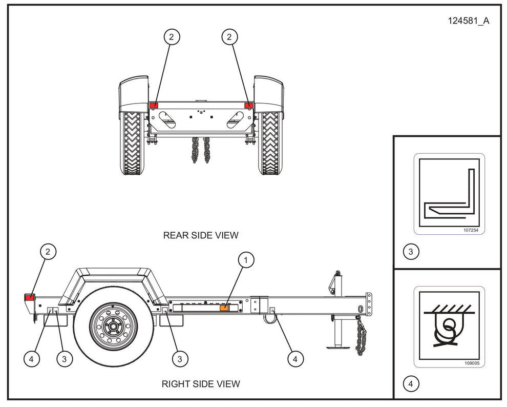 Trailer Decals (2 of 2) Assembly Parts for MAXI-POWER 25 (48-000001 and UP) by Allmand