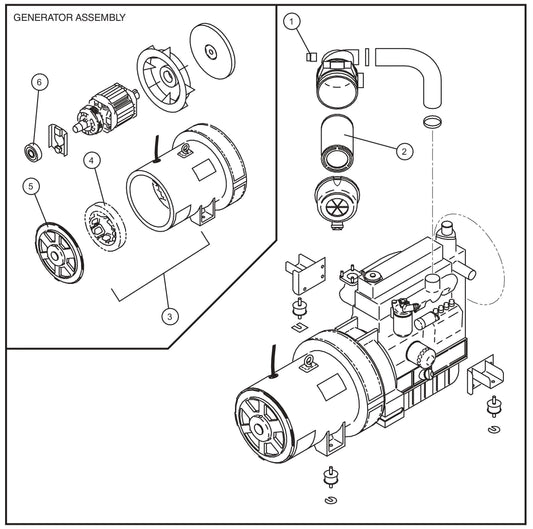 Generator and Engine Air Intake Group Assembly Parts for MAXI-POWER 40 (22-000001 and UP) by Allmand