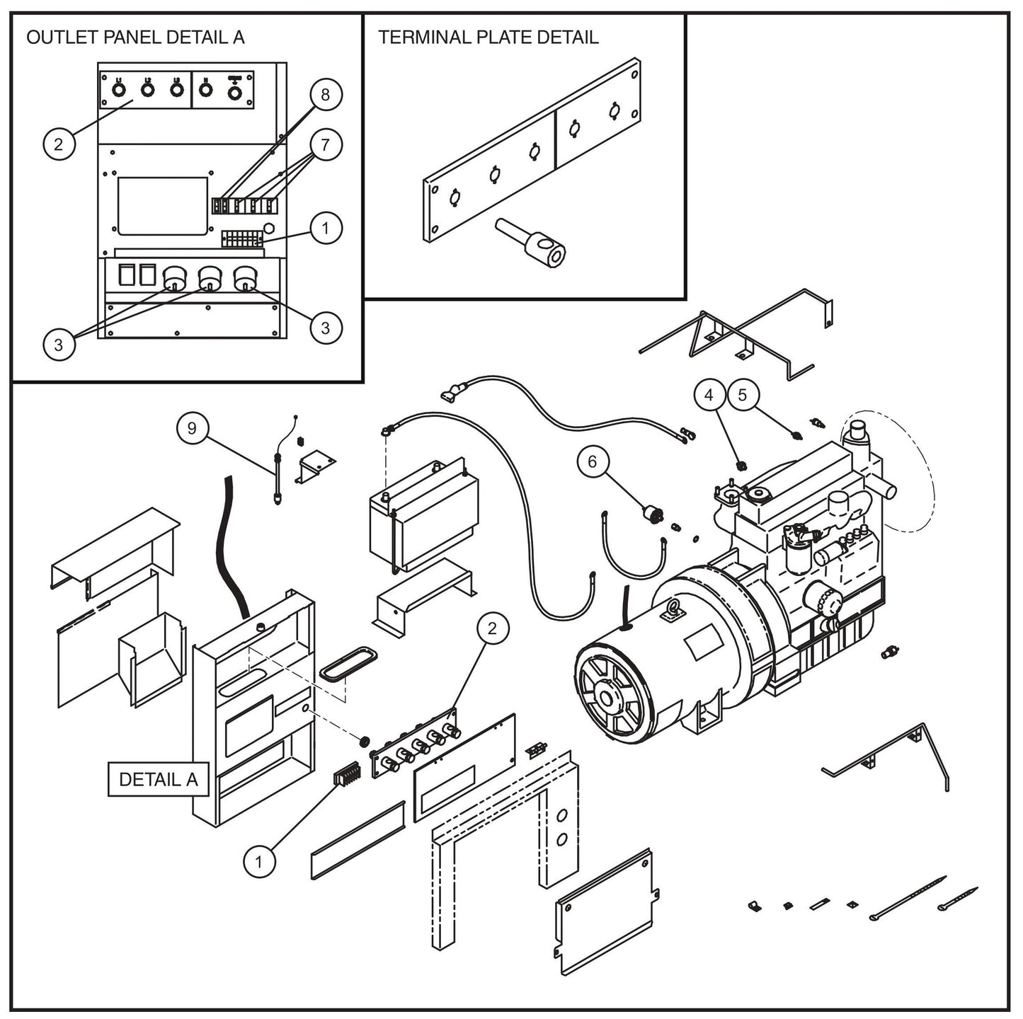 Outlet Panel and Engine Electrical Group Assembly Parts for MAXI-POWER 40 (22-000001 and UP) by Allmand