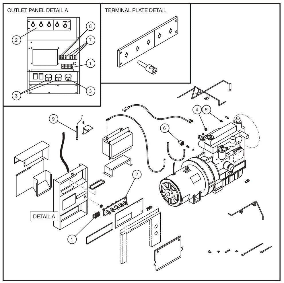 Outlet Panel and Engine Electrical Group Assembly Parts for MAXI-POWER 40 (22-000001 and UP) by Allmand