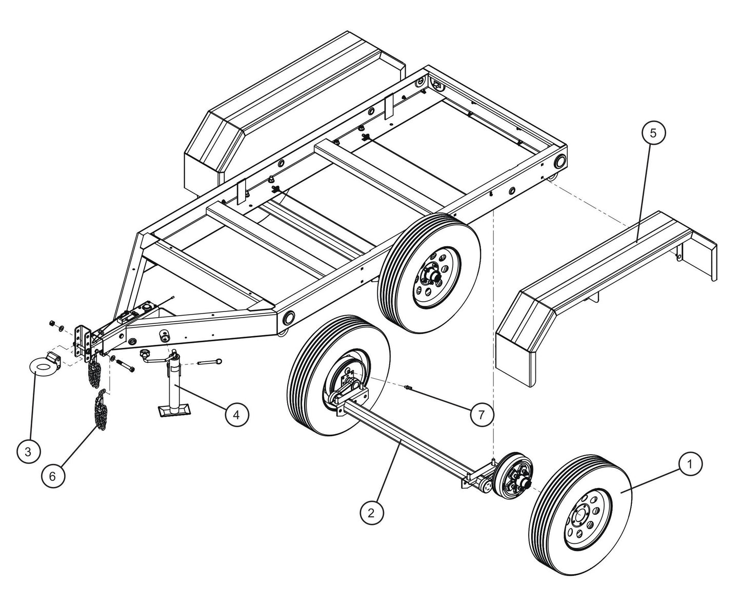 Trailer Axle,Jack and Coupler Assembly Parts for MAXI-POWER 40 (22-000001 and UP) by Allmand
