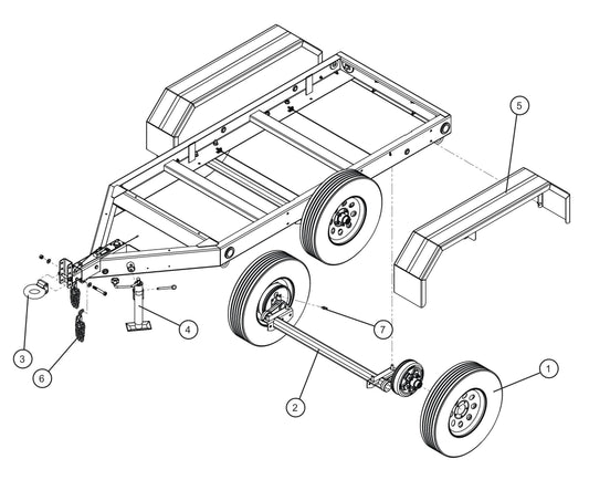 Trailer Axle,Jack and Coupler Assembly Parts for MAXI-POWER 40 (22-000001 and UP) by Allmand