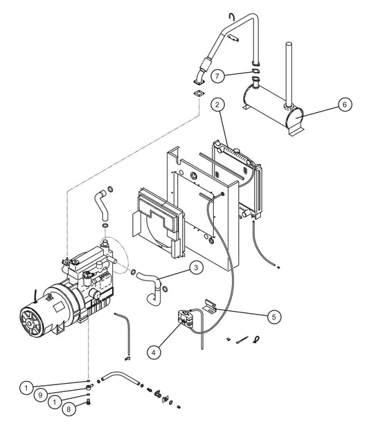Engine Cooling and Exhaust Group Assembly Parts for MAXI-POWER 40 (22-000001 and UP) by Allmand