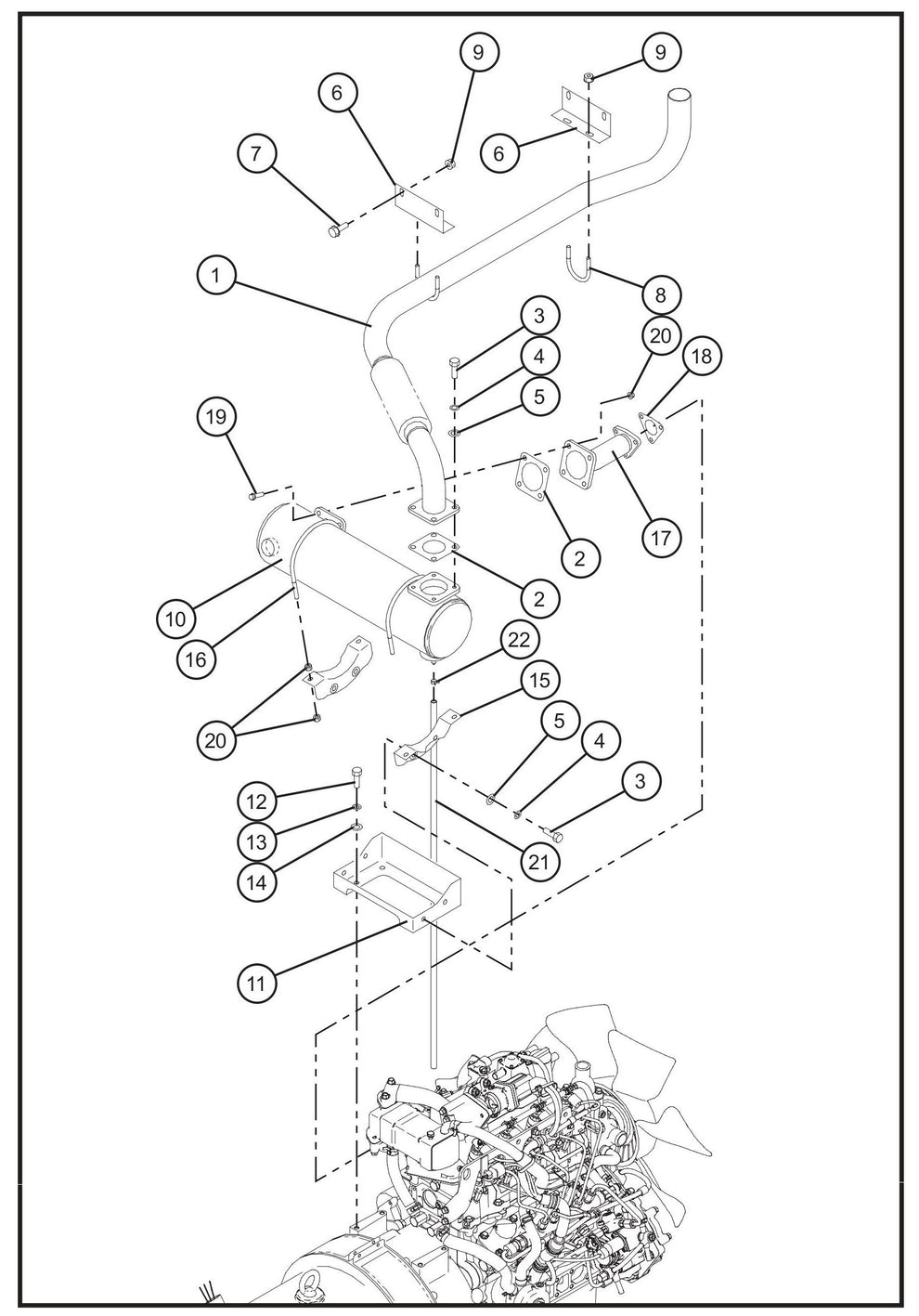 Engine Exhaust Group Assembly Parts for MAXI-POWER 45 (T4F) (23-000001 and UP) by Allmand