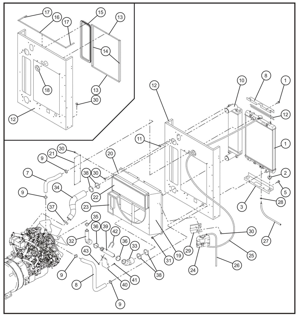 Engine Cooling Group Assembly Parts for MAXI-POWER 45 (T4F) (23-000001 and UP) by Allmand