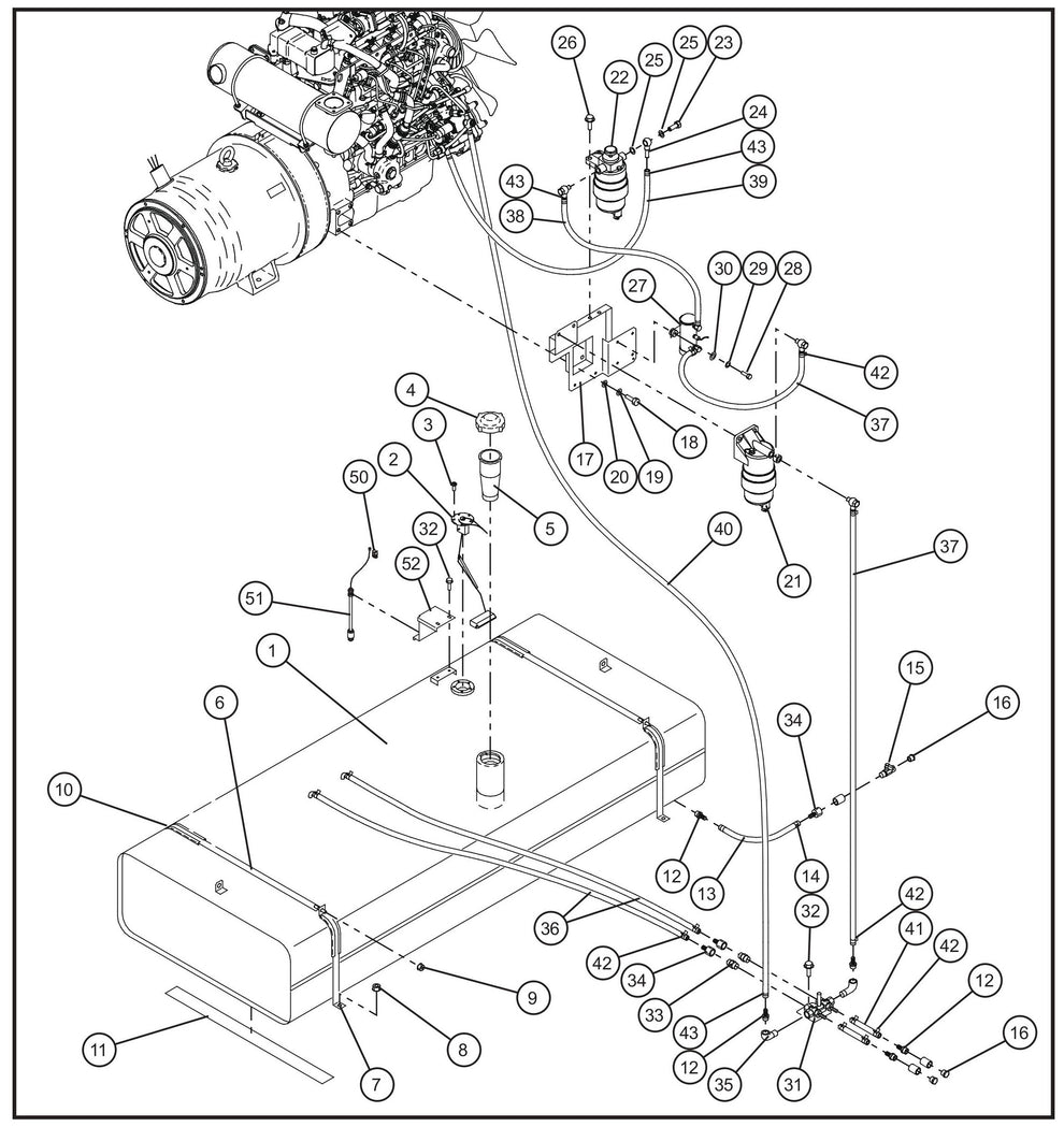 Fuel Tank and Fuel Lines Assembly Parts for MAXI-POWER 45 (T4F) (23-000001 and UP) by Allmand