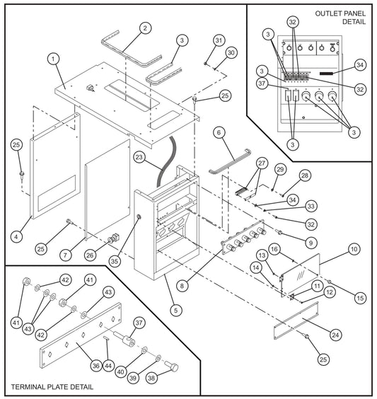 Electrical Outlet Box Group Assembly Parts for MAXI-POWER 45 (T4F) (23-000001 and UP) by Allmand