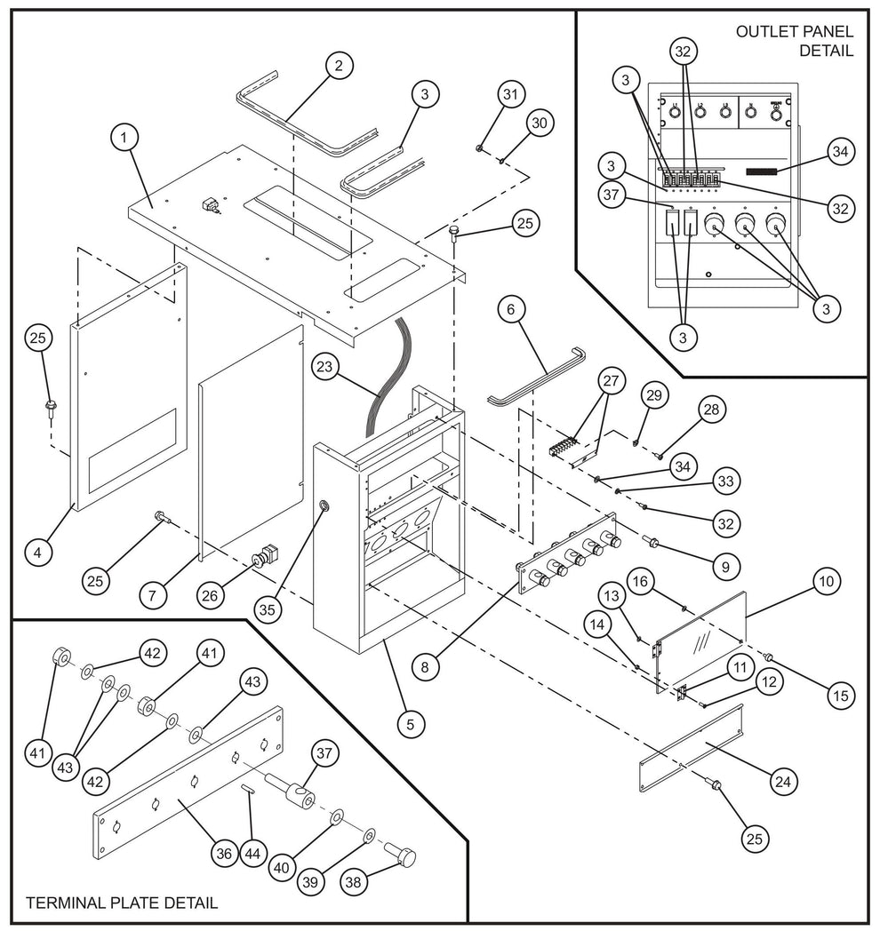 Electrical Outlet Box Group Assembly Parts for MAXI-POWER 45 (T4F) (23-000001 and UP) by Allmand
