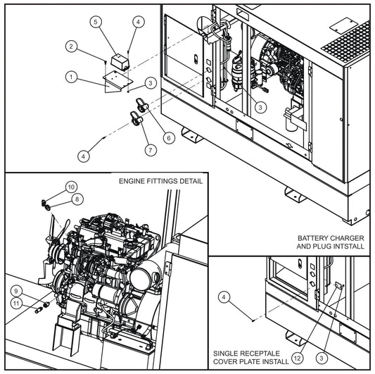 Block Heater, Battery Heater and Charger (1 of 2) Assembly Parts for MAXI-POWER 45 (T4F) (23-000001 and UP) by Allmand