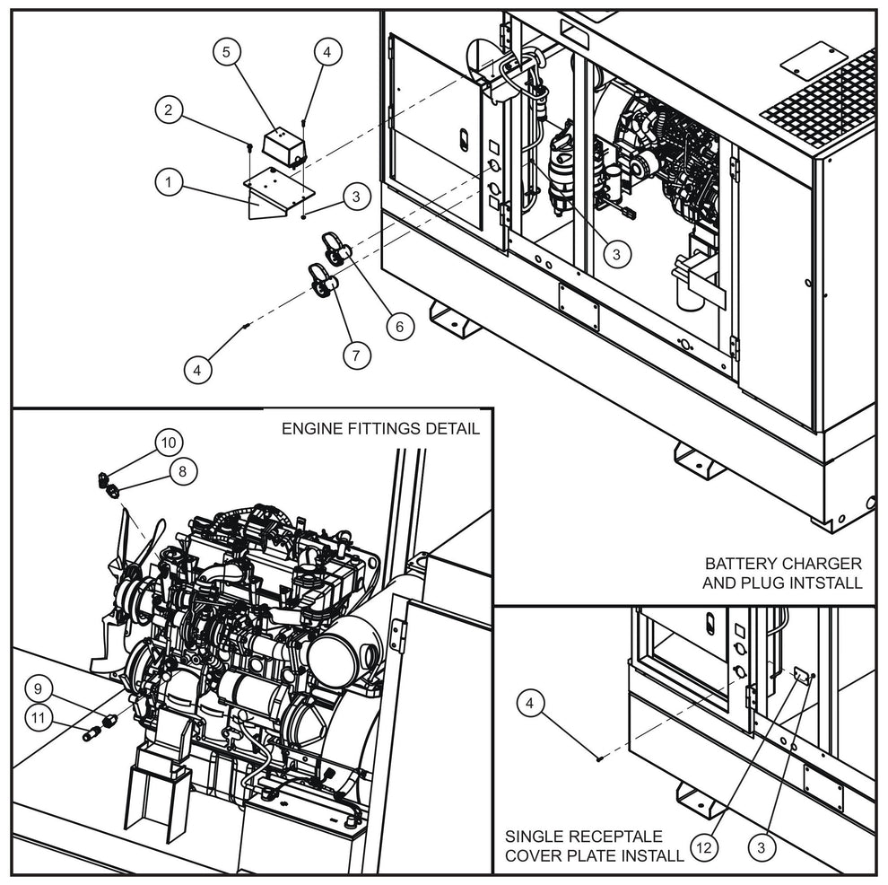 Block Heater, Battery Heater and Charger (1 of 2) Assembly Parts for MAXI-POWER 45 (T4F) (23-000001 and UP) by Allmand