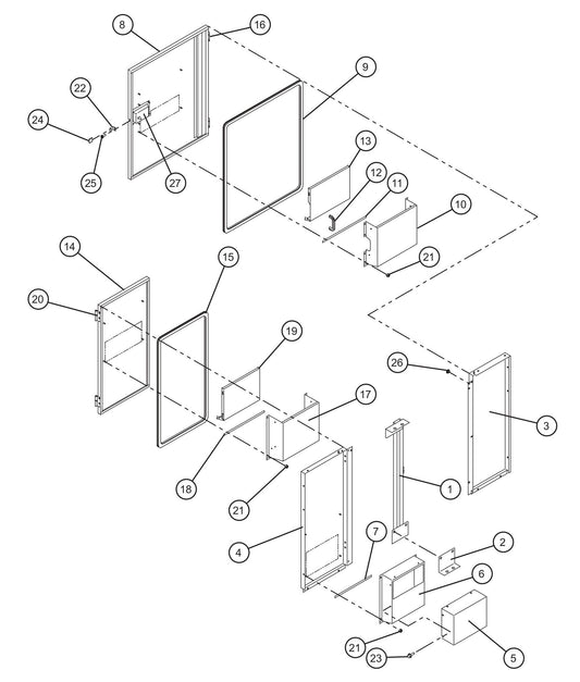 Left Enclosure Panels and Doors Assembly Parts for MAXI-POWER 45 (T4F) (23-000001 and UP) by Allmand