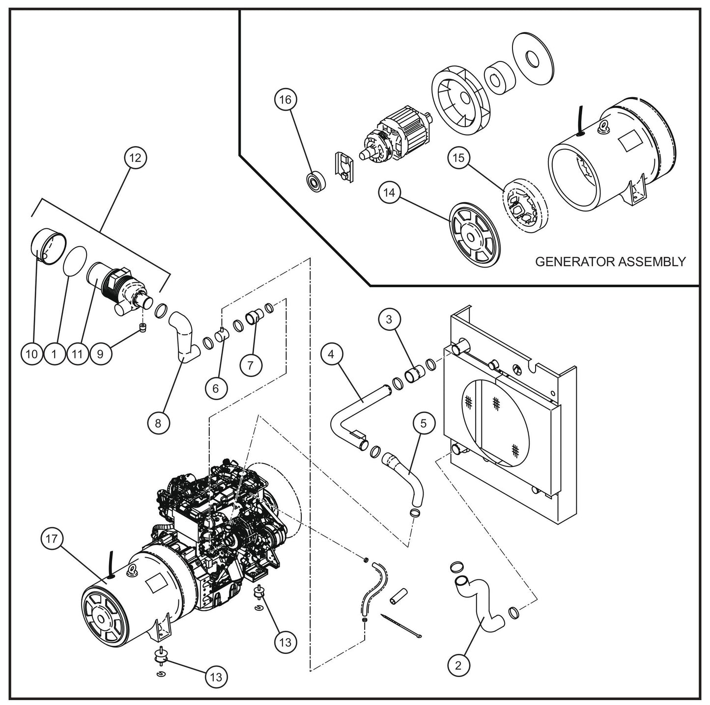 T3 Engine Air Intake and Generator Group Assembly Parts for MAXI-POWER 65 (ISUZU T3) (24-000001 to 24-000499) by Allmand