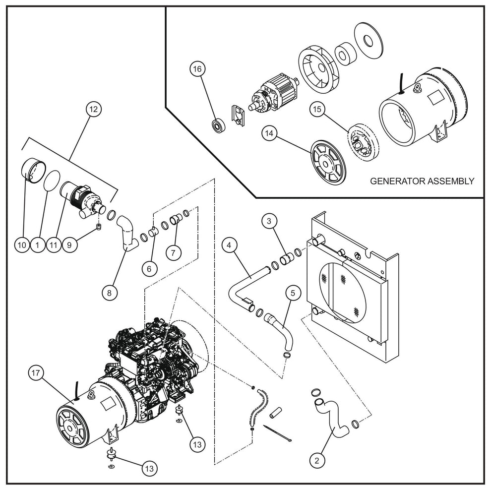 T3 Engine Air Intake and Generator Group Assembly Parts for MAXI-POWER 65 (ISUZU T3) (24-000001 to 24-000499) by Allmand