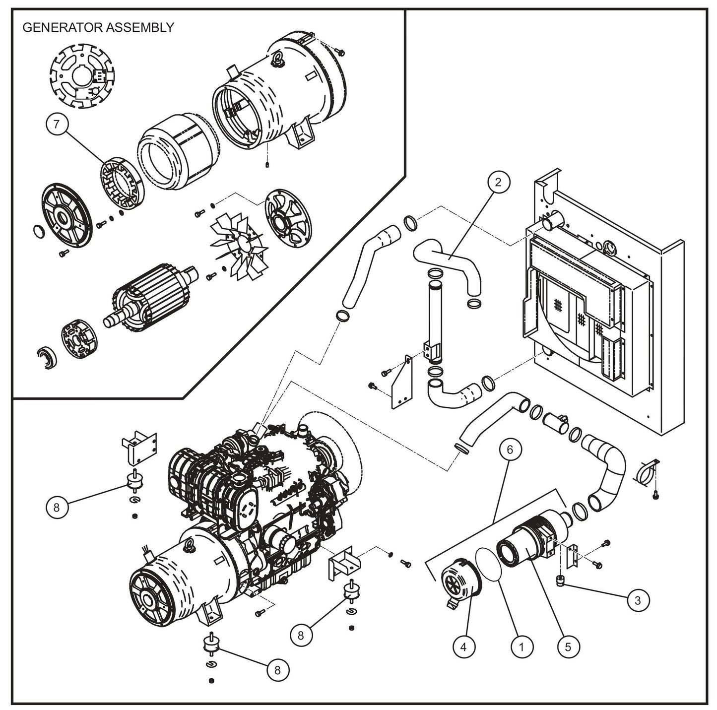 IT4 Engine Air Intake and Generator Group Assembly Parts for MAXI-POWER 65 (ISUZU T3) (24-000001 to 24-000499) by Allmand