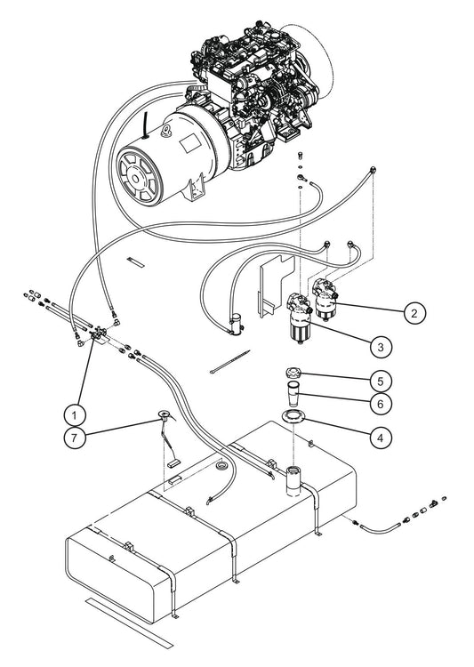 T3 Fuel Tank and Filters Group Assembly Parts for MAXI-POWER 65 (ISUZU T3) (24-000001 to 24-000499) by Allmand