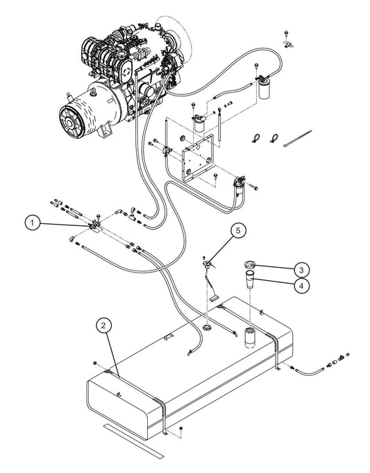 IT4 Fuel Tank and Filters Group Assembly Parts for MAXI-POWER 65 (ISUZU T3) (24-000001 to 24-000499) by Allmand