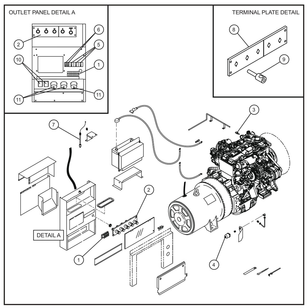 Outlet Panel and Engine Electrical Group Assembly Parts for MAXI-POWER 65 (ISUZU T3) (24-000001 to 24-000499) by Allmand