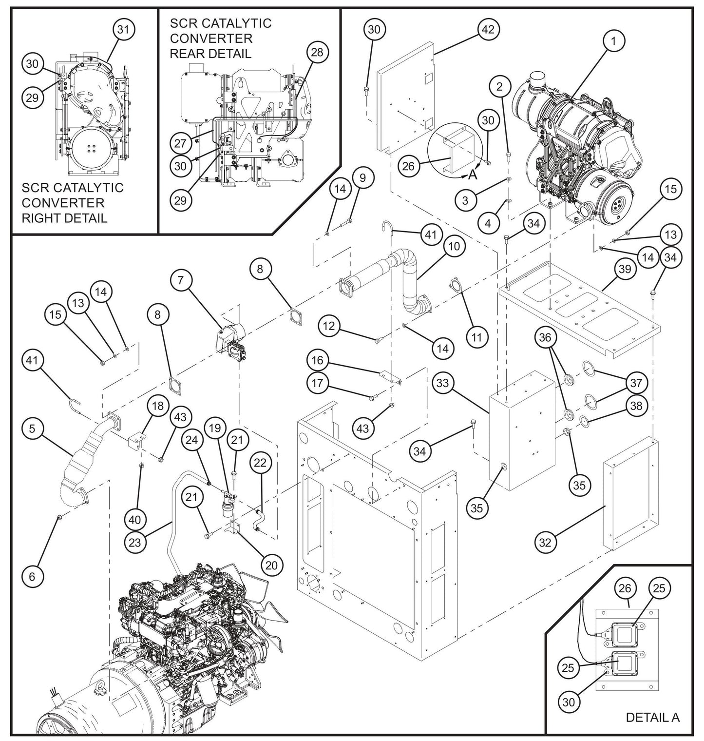Engine Exhaust Group Assembly Parts for MAXI-POWER 65 (T4F) (24-000500 and UP) by Allmand