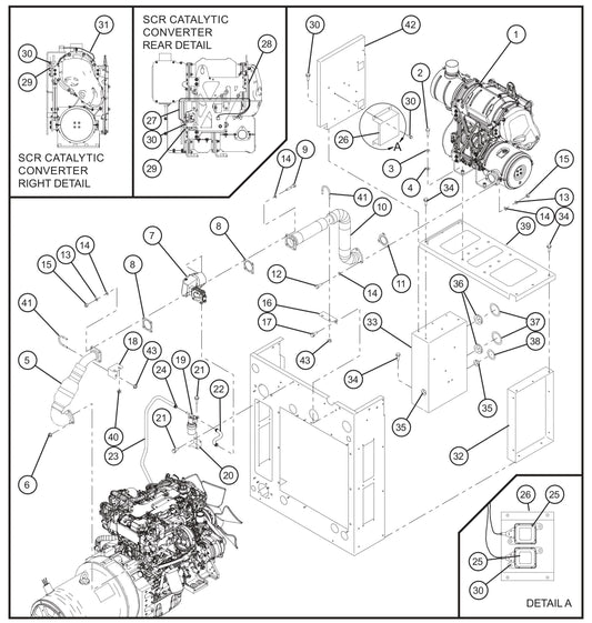 Engine Exhaust Group Assembly Parts for MAXI-POWER 65 (T4F) (24-000500 and UP) by Allmand