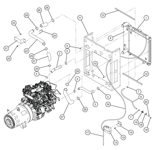 Engine Cooling Group Assembly Parts for MAXI-POWER 65 (T4F) (24-000500 and UP) by Allmand