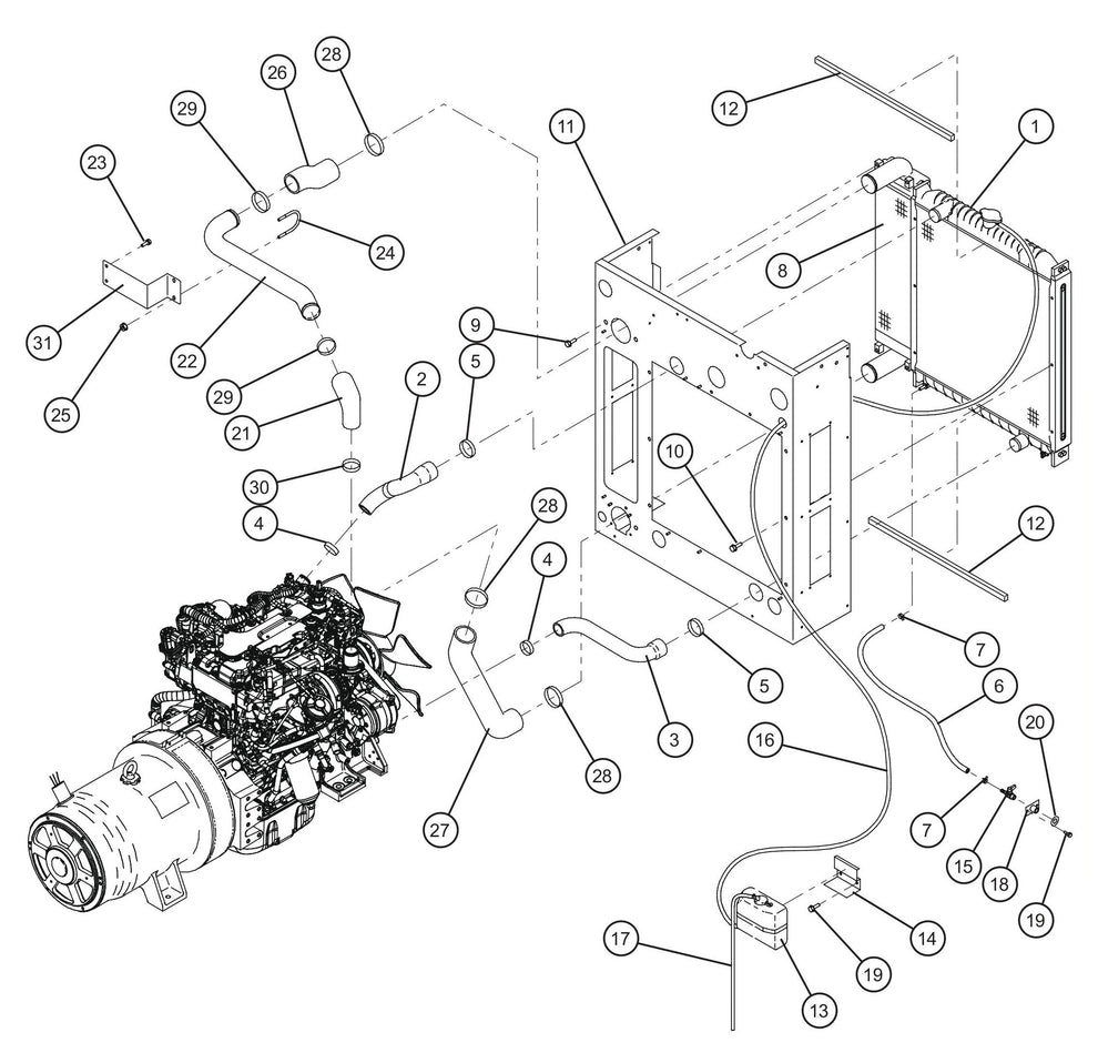 Engine Cooling Group Assembly Parts for MAXI-POWER 65 (T4F) (24-000500 and UP) by Allmand