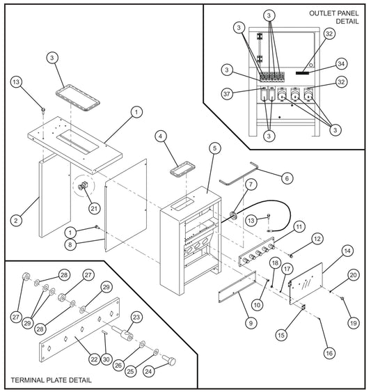 Electrical Outlet Box Group Assembly Parts for MAXI-POWER 65 (T4F) (24-000500 and UP) by Allmand