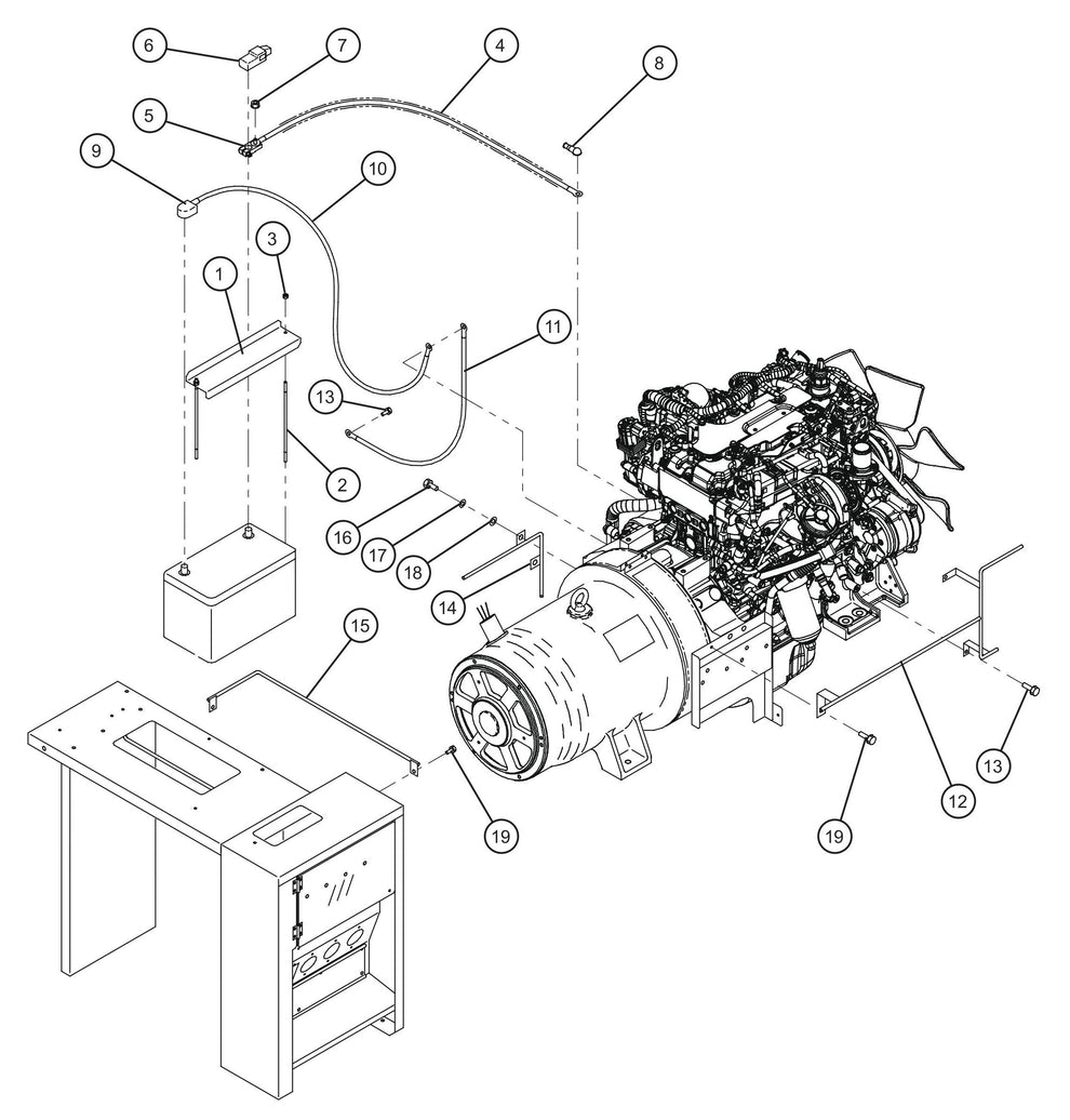 Battery Cables Group Assembly Parts for MAXI-POWER 65 (T4F) (24-000500 and UP) by Allmand